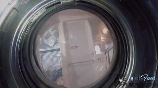 Girl searched for panties in the washing machine and had sex with her boyfriend