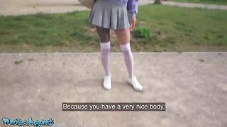 Slim Italian college girl gets fucked outdoors for cash