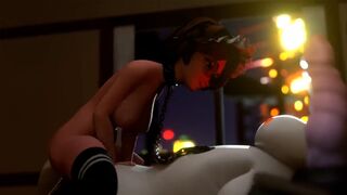 Aunt Cass rides the dick of Baymax in an intense scene