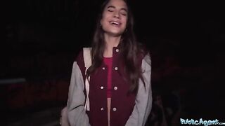 Hot French model Candie Luciana gets fucked outdoors for cash in steamy Public Agent scene