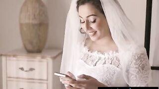 A bride gets fucked by her cheating wife and a naughty friend