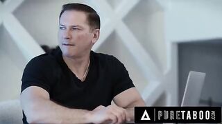 Hazel Moore gives her stepdad an unforgettable deepthroat blowjob experience