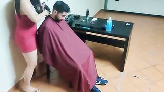 The man got a haircut and received an intense treat