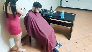 The man got a haircut and received an intense treat