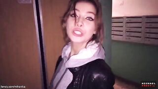 Couple engaged in sex on the city streets, cum in panties