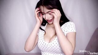The pretty girl masturbates with a dildo and talks dirty to her viewers