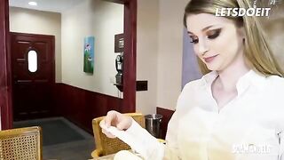Two kinky sluts fucked hard by their boss in an office threesome