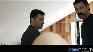 Lily Love is overexcited and jumps on two cocks hard