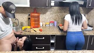 The beautiful 18-year-old stepsister cooks to earn her keep