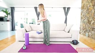 Yoga exercise brings flexible teen Molly Little to hardcore sex with a creampie