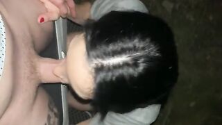 Babe fucks in public, cumming in her mouth and on her face