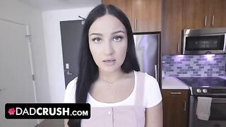 Cutesy teen Mila Monet rides stepdad’s cock in POV