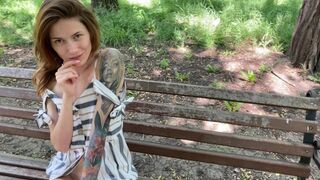 I play with my pussy in the panties in the park and cum in the car