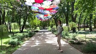 I play with my pussy in the panties in the park and cum in the car