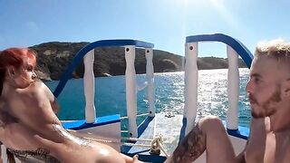 We fuck in the boat and some voyeurs watching us with oil - HaveAGoodTrip 4K