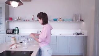 I'm cooking and stripping at a friend's house