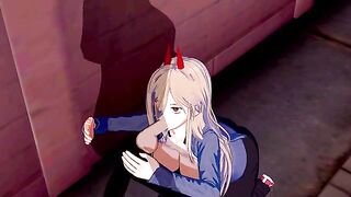 The Chainsaw Man gets his dick sucked by a sexy woman in this Power Hentai scene