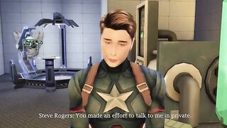 Agent Carter checks out Captain America's impressive endowment in this 3D animated scene