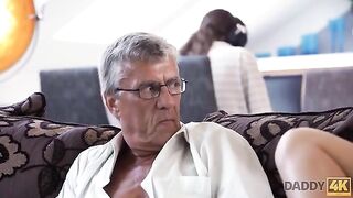 Old guy cheats on his son with the girl in a taboo way