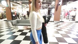 A big ass blonde girl fucked in the shopping mall toilet for money