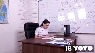 A cute girl has a crush on her teacher, so she indulges in fantasies