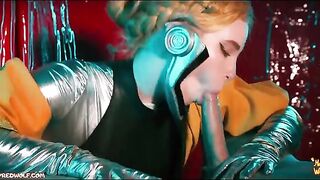 Ballerinas threesome with femdom in the Atomic Heart style