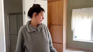The couple tries to negotiate with the pregnant landlady for a better deal