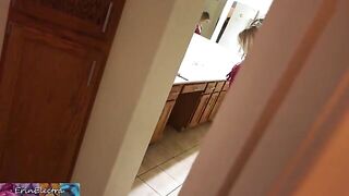 The stepson got caught masturbating while his stepmom was getting ready for bed