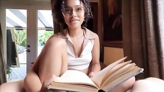 Little bookworm stepsister gets fucked by her horny stepdad