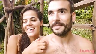 The couple has a passionate and intense outdoor sex session