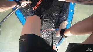 A guy hooked a babe on the board and fucked her