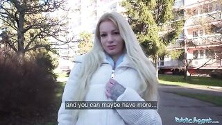 German blonde MILF gets fucked by stranger for cash in public place