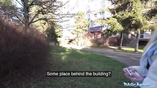 German blonde MILF gets fucked by stranger for cash in public place