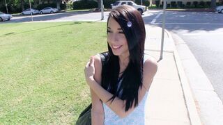 The pretty girl Mia Hurley shows her boobs to get some money fast