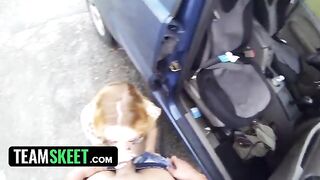 Petite teen Lucy Tyler gets fucked outdoors for cash