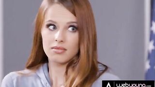 Redhead teen plays detective, investigates Jillian Janson’s pussy in classroom