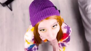 Redhead presented her ass to the man after giving a blowjob