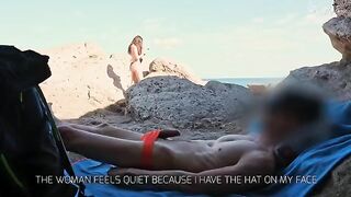 Handjob slut beach: dickflash for a pervert girl who can't resist