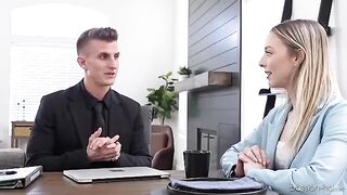 Skinny Lily Larimar gets fucked hard to get the job