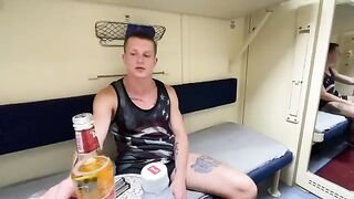 A hot guy fucked his friend on the train, it was real and wild