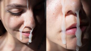 The girl with a cute face got a huge cumshot after sex