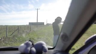 A guy caught a girl in a car and made her give him a blowjob