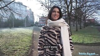 A sexy biology student, a beautiful European brunette, got fucked publicly