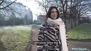 A sexy biology student, a beautiful European brunette, got fucked publicly