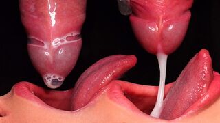 Best condom milking blowjob with cum in mouth ASMR