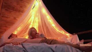 A couple enjoy romantic sex with long foreplay outdoors