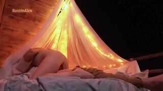A couple enjoy romantic sex with long foreplay outdoors