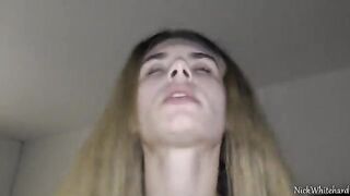 Young girl with pink lips shakes ass on my big dick