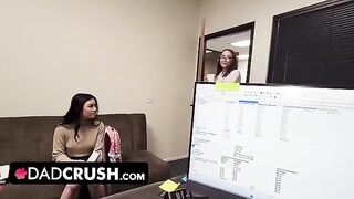 Pervert stepdad fucks his Asian stepdaughter and her friend in a taboo threesome