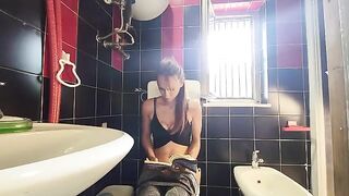 My tattooed friend screwed me hard on the bathroom floor in a kinky foot fetish voyeur scene